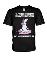 Unicorn Yoga The Path Of Inner Peace Begins Shirt V-Neck T-Shirt thumbnail