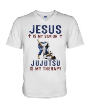 Jesus Is My Savior Jujutsu Is My Therapy Shirt V-Neck T-Shirt thumbnail