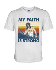 Vintage Jesus My Faith Is Strong Shirt V-Neck T-Shirt thumbnail