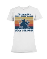 Vintage Drummer Work Harder Than An Ugly Shirt Premium Fit Ladies Tee thumbnail