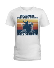 Vintage Drummer Work Harder Than An Ugly Shirt Ladies T-Shirt thumbnail