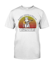 Vintage Easily Distracted By Cats And Guitar Shirt Premium Fit Mens Tee thumbnail