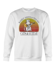 Vintage Easily Distracted By Cats And Guitar Shirt Crewneck Sweatshirt thumbnail