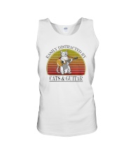 Vintage Easily Distracted By Cats And Guitar Shirt Unisex Tank thumbnail