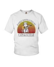 Vintage Easily Distracted By Cats And Guitar Shirt Youth T-Shirt thumbnail