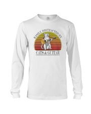 Vintage Easily Distracted By Cats And Guitar Shirt Long Sleeve Tee thumbnail