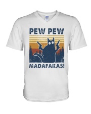 Vintage Cat Pew Pew Madafakas Shirt V-Neck T-Shirt thumbnail