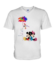 Flower And Dragonfly Mickey Let It Be Shirt V-Neck T-Shirt thumbnail