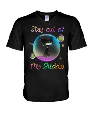 Black Cat Stay Out Of My Bubble Shirt V-Neck T-Shirt thumbnail