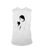 Girl Nude Hugging Black Cat Shirt Sleeveless Tee thumbnail