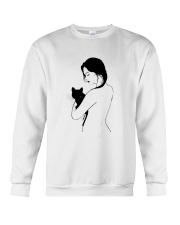 Girl Nude Hugging Black Cat Shirt Crewneck Sweatshirt thumbnail