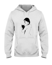 Girl Nude Hugging Black Cat Shirt Hooded Sweatshirt thumbnail
