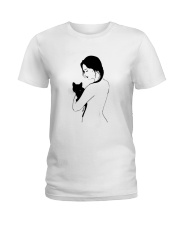 Girl Nude Hugging Black Cat Shirt Ladies T-Shirt thumbnail