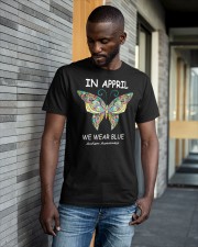 Butterfly In April We Wear Blue Autism Shirt Classic T-Shirt apparel-classic-tshirt-lifestyle-front-41-b
