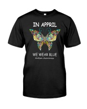 Butterfly In April We Wear Blue Autism Shirt Premium Fit Mens Tee tile