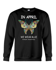 Butterfly In April We Wear Blue Autism Shirt Crewneck Sweatshirt tile