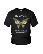 Butterfly In April We Wear Blue Autism Shirt Youth T-Shirt tile
