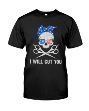 American Skull I Will Cut You Shirt Premium Fit Mens Tee front