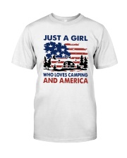 American Flag Just A Girl Who Loves Camping Shirt Premium Fit Mens Tee thumbnail