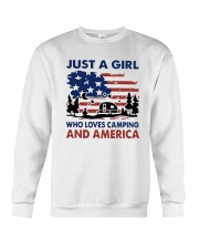American Flag Just A Girl Who Loves Camping Shirt Crewneck Sweatshirt thumbnail