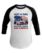 American Flag Just A Girl Who Loves Camping Shirt Baseball Tee thumbnail