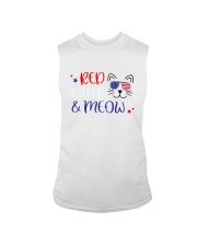American Flag Red White And Meow Shirt Sleeveless Tee thumbnail