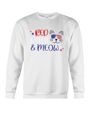 American Flag Red White And Meow Shirt Crewneck Sweatshirt thumbnail