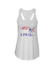 American Flag Red White And Meow Shirt Ladies Flowy Tank thumbnail
