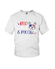 American Flag Red White And Meow Shirt Youth T-Shirt thumbnail