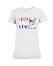 American Flag Red White And Meow Shirt Premium Fit Ladies Tee thumbnail