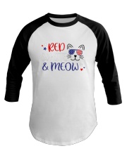 American Flag Red White And Meow Shirt Baseball Tee thumbnail