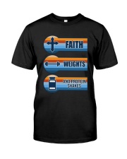 Vintage Faith Weights And Protein Shakes Shirt Premium Fit Mens Tee front