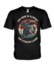 No One Is Illegal On Stolen Land Shirt V-Neck T-Shirt thumbnail