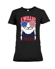 American Flag I Willie Love The Usa Shirt Premium Fit Ladies Tee thumbnail