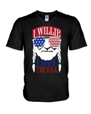 American Flag I Willie Love The Usa Shirt V-Neck T-Shirt thumbnail