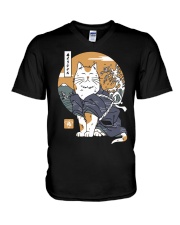 Samurai Cat Shirt V-Neck T-Shirt thumbnail