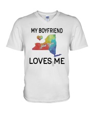 Lgbt My Boyfriend In New York Loves Me Shirt V-Neck T-Shirt thumbnail