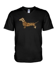 Leopard Print Dachshund Shirt V-Neck T-Shirt thumbnail