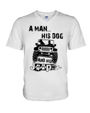 A Man His Dog And His Jeep Shirt V-Neck T-Shirt thumbnail