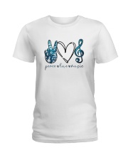 Key Sol Blue Peace Love Music Shirt Ladies T-Shirt thumbnail