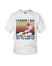 Vintage I Know I Ski Like A Girl Try To Keep Shirt Youth T-Shirt thumbnail