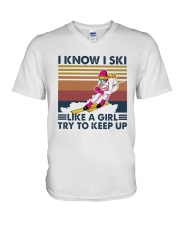 Vintage I Know I Ski Like A Girl Try To Keep Shirt V-Neck T-Shirt thumbnail