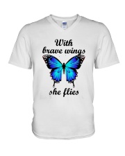 Butterfly With Brave Wings She Flies Shirt V-Neck T-Shirt thumbnail