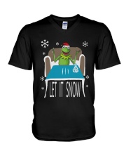 Christmas Santa Frog Let It Snow Shirt V-Neck T-Shirt tile