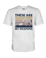 Vintage These Are My Weapons Shirt V-Neck T-Shirt thumbnail