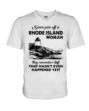 Never Piss Off A Rhode Island Woman Shirt V-Neck T-Shirt thumbnail