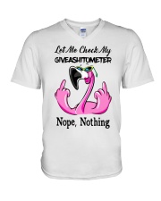 Flamingo Let Me Check My Giveashitometer Shirt V-Neck T-Shirt thumbnail