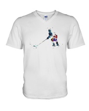 Watercolor Hockey Player Shirt V-Neck T-Shirt thumbnail