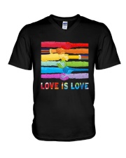 Color Handshake Love Is Love Shirt V-Neck T-Shirt thumbnail