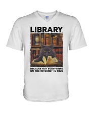 Library Black Cat Because Not Everything On Shirt V-Neck T-Shirt thumbnail